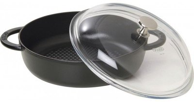 法國 Staub 28cm 多功能 鑄鐵鍋 琺瑯鍋 蜂巢鍋 蜂巢鍋底 玻璃蓋  黑色