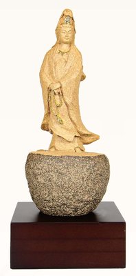 『府城畫廊-台灣工藝品區』原石雕塑－觀音－13x13x30－高質感擺飾－(關於我有油畫國畫連結)－F163