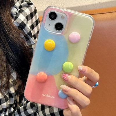 手機殼ins可愛彩色立體豆豆適用iPhone14pro max蘋果13手機殼11糖果色12