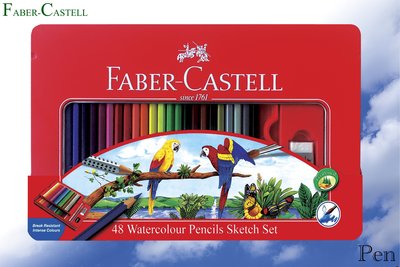 【Pen筆】德國 Faber-Castell輝柏 48色水性色鉛筆 (鐵盒裝附水彩筆)115939