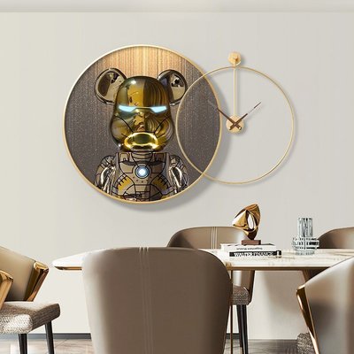特賣-2022新款輕奢餐廳裝飾畫時鐘鐘表飯廳歺廳掛畫現代簡約餐桌墻壁畫