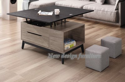 【N D Furniture】台南在地家具-實木腳座雙色木心板緩降雙桌面升降100cm大茶几YH