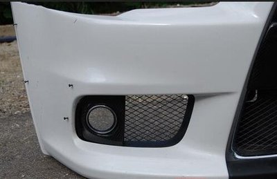叁菱EVO10翼神改裝碳纖維前杠霧燈罩燈蓋防護網貼 汽車外觀裝飾件--請詢價