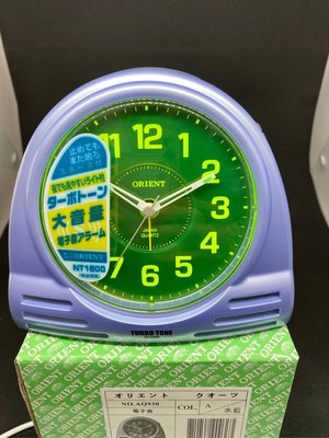ORIENT 日本 東方鐘 公司貨 電子音 (可調整音量大小) 燈光 貪睡 鬧鐘 螢光色面板 水藍色AQ930
