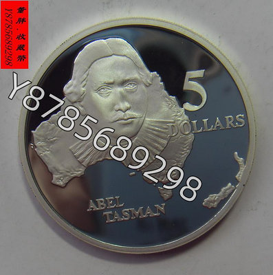澳大利亞 1993年 5元 荷蘭航海家亞伯·塔斯曼 35.79克紀念銀幣【懂胖收藏】盒子幣 錢幣 紀念幣