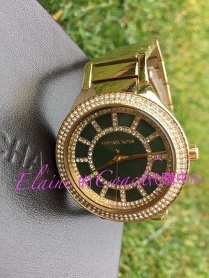 EL~MICHAEL KORS MK3409 Kerry 晶鑽 金/綠色貝母錶面 不銹鋼女錶 現貨 5680含運