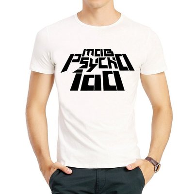 【可選兒童尺寸】靈能百分百T恤白色動漫短袖圓領寬松衣服男女Mob Psycho T-shirt