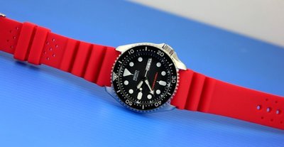 20mm超值高質感蛇腹式矽膠錶帶替代原廠搶錢貴貨citizen,seiko潛水錶帶紅色標