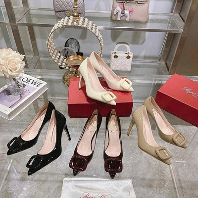 【KK精選】Roger Vivier RV 2023ss最新款烤漆高跟鞋女rv高跟鞋女柔軟舒適單鞋女