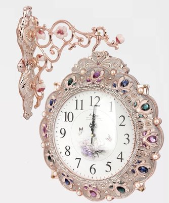 鎏時空間《設計師的鐘 華麗古典 双面鐘 掛鐘 -超華麗款手工搪瓷雙面立體珠寶鐘》