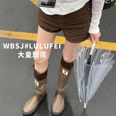 快速出貨 潮牌日本野鳥協會戶外雨鞋靴子女夏季水鞋長靴復古高筒騎士長筒靴
