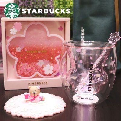 正版starbuck星巴克貓爪杯粉色櫻花限量款紫櫻貓抓雙層玻璃水杯子,特價