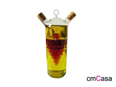 = cmCasa = [3659]意式品味新設計 玻璃雙口葡萄串分離油醋瓶