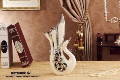 INPHIC-白瓷天鵝花瓶 現代家居裝飾擺飾 工藝品瓷器 家庭擺設品家飾軟裝