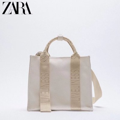 Zara2023 女包帆布手提購物袋單肩斜挎包簡約手提袋