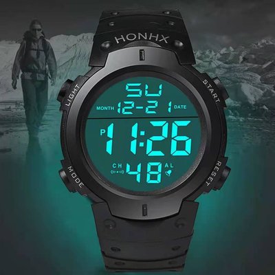 經典商務多功能戶外運動防水冷光男士電子表時尚雙顯電子手錶