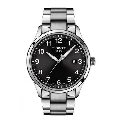 Tissot 黑面 銀 天梭XL系列鋼帶石英男腕錶/42mm T1164101105700