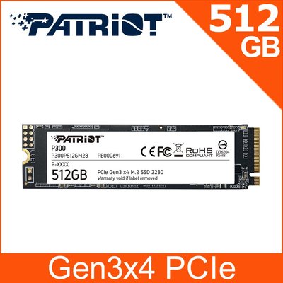 ~協明~ Patriot 美商博帝 P300 M.2 2280 PCIe 512GB 1TB 2TB SSD 固態硬碟