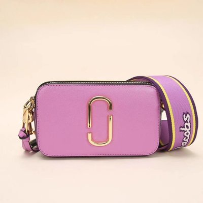 優選精品-專櫃拿貨- MARC JACOBS21最新款MJ小馬哥相機包雙拉鏈拼色單肩斜跨女紫色包