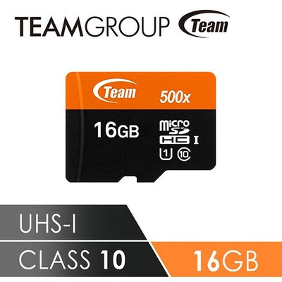 Team十銓科技500X-MicroSDHCUHS-I超高速記憶卡16GB-附贈轉卡