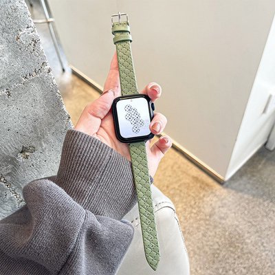 iboann 適用iwatch7錶帶真皮細小腰series6蘋果手錶apple watch5代錶帶4/3新款小眾冬季高級潮42/38/40/44mm