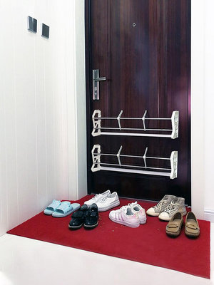 門後磁性鞋架壁掛式無打孔粘貼雙排浴室架小n