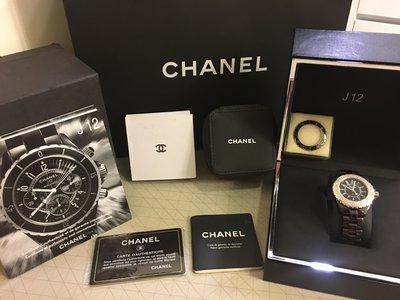 朵莉嚴選~100%保證原廠真品Chanel J12黑色經典精密陶瓷錶 33mm H0682 +超奢華真鑽石錶圈!!...