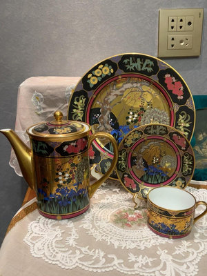 人間國寶日本高級瓷器"華燭之宴”手繪滿金咖啡杯套組