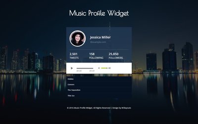 Music Profile Widget 響應式網頁模板、HTML5+CSS3、網頁特效  #07058A