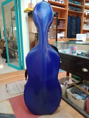 [台灣博聲提琴弦樂] 羽毛纖維 玻璃纖維 大提琴盒 硬盒 寶藍色波紋