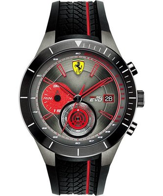 Scuderia Ferrari 男錶 手錶 法拉利 RedRev Evo 計時手錶-黑紅46mm-全新盒裝