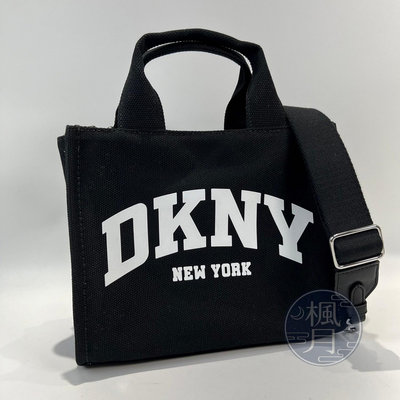 【一元起標05/29】DKNY 黑色 帆布 2WAY 兩用包 手提包 斜背包 側背包 肩背包 單肩包