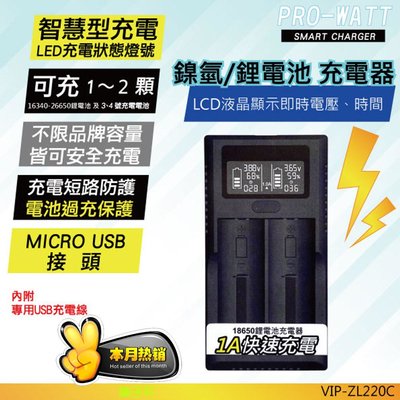 【PRO-WATT】LCD液晶顯示 VIP-ZL220C 鎳氫電池充電器