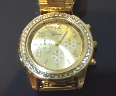 海蒂族Haidis精品系列國際名品YENNA比利時手錶之都全新未開封金鑲鑽三眼時尙潮錶
