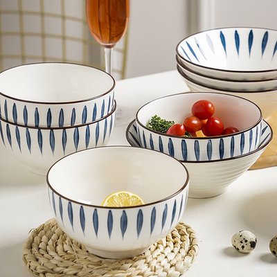 家用飯碗2-10個裝陶瓷餐具 創意日式瓷碗斗碗泡面碗 簡約大碗面碗~特價