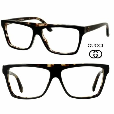 Gucci ►（黑色×琥珀色）方型大框 眼鏡 光學鏡框 中性款｜100%全新正品｜特價!