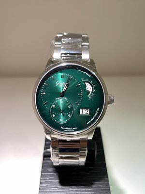 【 大西門鐘錶 】格拉蘇蒂 偏心月相 綠面 1-90-02-13-32-70