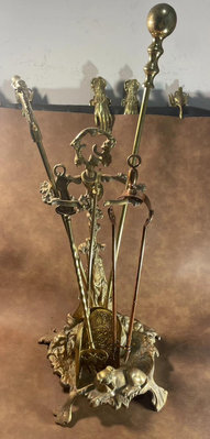 【二手】歐洲壁爐銅工具 意大利 5件套 傳統銅工具 銅器 西洋銅器 古董 舊貨 收藏 【同福客棧】-3931
