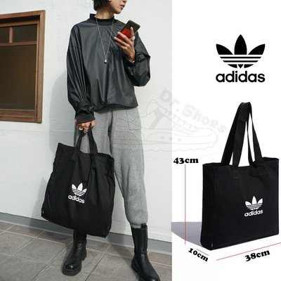 【Dr.Shoes 】Adidas Originals 側背包 肩背包 帆布托特包 購物袋 黑 GN5484