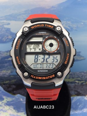 卡西歐CASIO AE-2100W 世界時區數位錶 橡膠錶帶