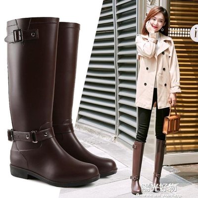 下殺 雨鞋秋季高筒女加絨長筒韓國時尚成人雨靴保暖防滑防水鞋膠靴高筒