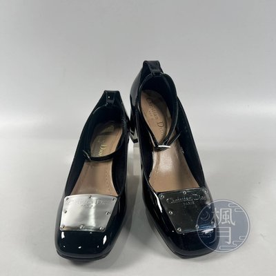 BRAND楓月 Christian Dior 黑色後粗跟鞋 #35 迪奧 繞踝鞋 精品女鞋 女跟鞋