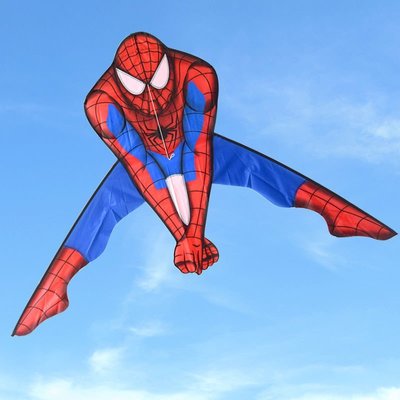 蜘蛛俠超人風箏兒童卡通三角微風易飛高檔大人專用帶長尾男孩風箏