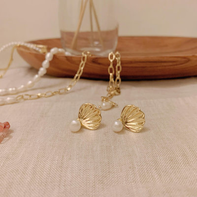 維納斯的誕生 ⟣2way兩用貝殼造型鍍金珍珠耳環｜華麗 · 巴洛克系列 #現貨快速出 #韓飾 #珍珠