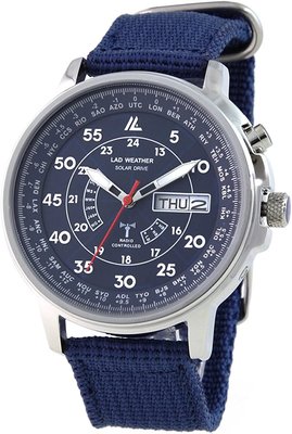 日本正版 LAD WEATHER 手錶 男錶 電波錶 太陽能充電 藍色 100m防水 日本代購