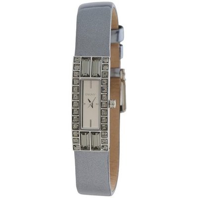DKNY 長方型鏡面鑽框皮帶女錶 NY2126/13mm 原廠公司貨，保固兩年