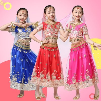 舞蹈服印度紗麗舞蹈服裝六一兒童女肚皮舞演出服女童表演服裝民族風年會