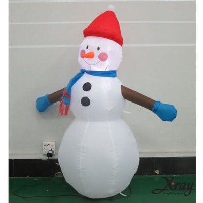 122CM藍色圍巾雪人充氣，聖誕佈置造景/充氣擺飾好收納/聖誕充氣，X射線【X007807】