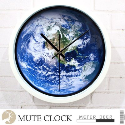 宇宙太空地球人造衛星雲圖造型時鐘 有框靜音掛鐘 現代商空店牆面設計科學男孩房品味裝飾擺飾世界地圖儀特色創意時鐘-米鹿家居