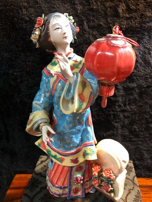 『華山堂』早期收藏 石灣陶  石灣大師 精品 仕女人物 擺件 廣東省陶瓷藝術名家